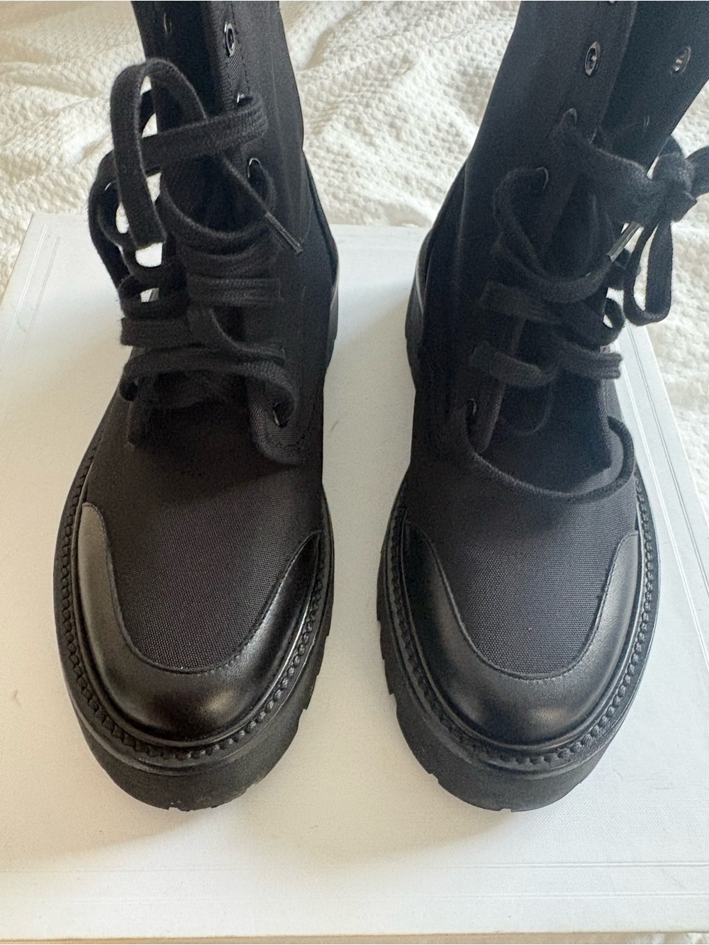 Celine Black Lace-Up Platform Combat Boots - Picture 7 of 9